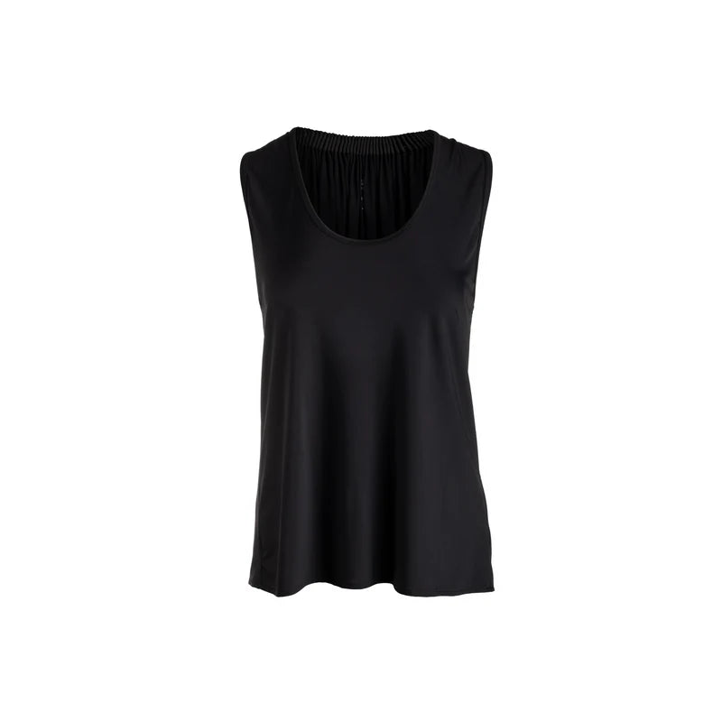 Venus Ruched-Back Tank Top - Black