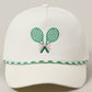 Green Tennis Racquets Ribbon Embroidery Trucker Hat