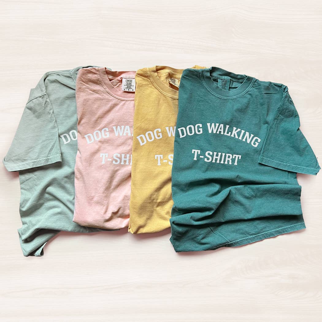 Poppy & Lou - Dog Walking T-Shirt: Emerald / M