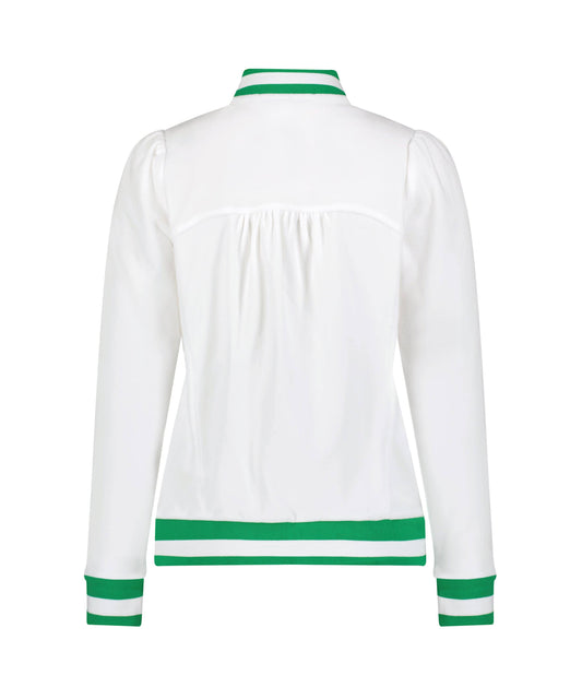 Club and Court - Dynasty Jacket: Bright White with Kelly Green Stripe / S