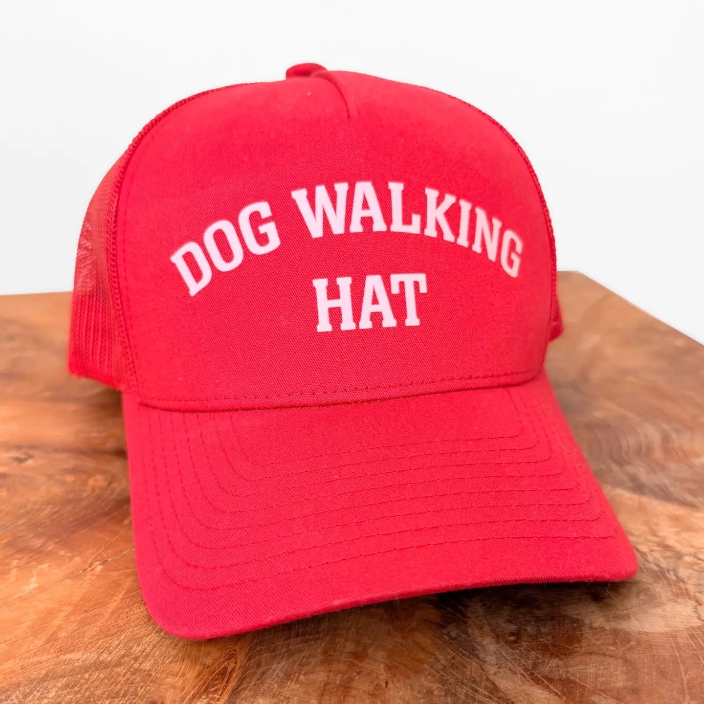 Dog Walking Hat – Red Trucker Cap