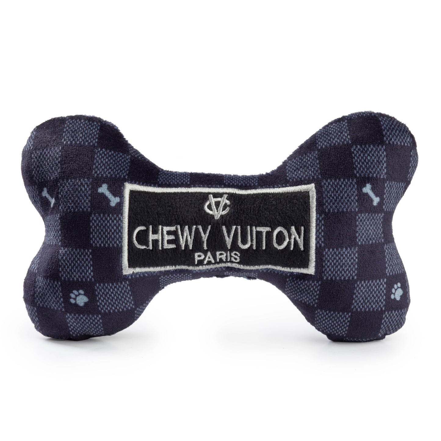 Haute Diggity Dog - Black Checker Chewy Vuiton Bone Squeaker Dog Toy