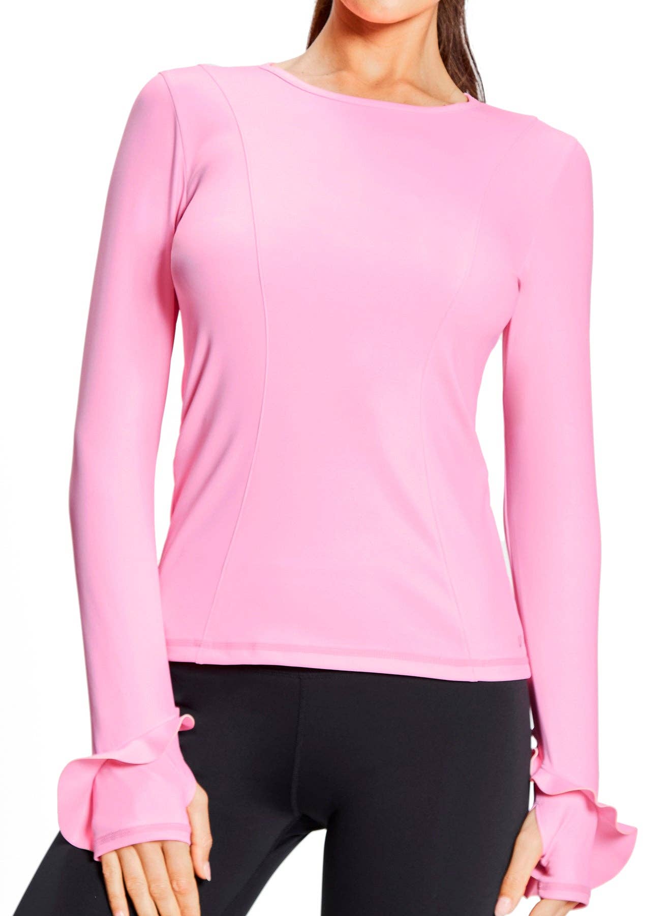 Urban Savage - Ruffle Long Sleeve Top: Sunset / M