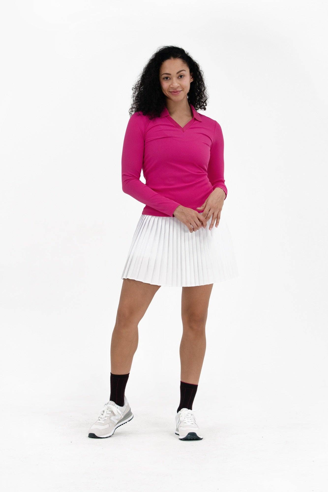 Foray Golf - Rib LS V-Neck Polo: Light Blue / M