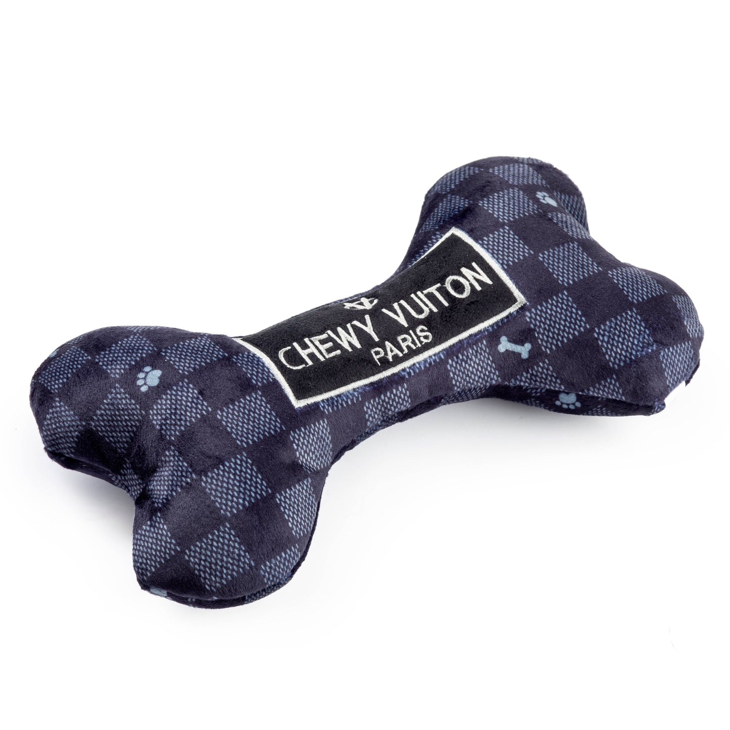 Haute Diggity Dog - Black Checker Chewy Vuiton Bone Squeaker Dog Toy