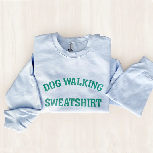Dog Walking Crewneck Sweatshirt - Light Blue