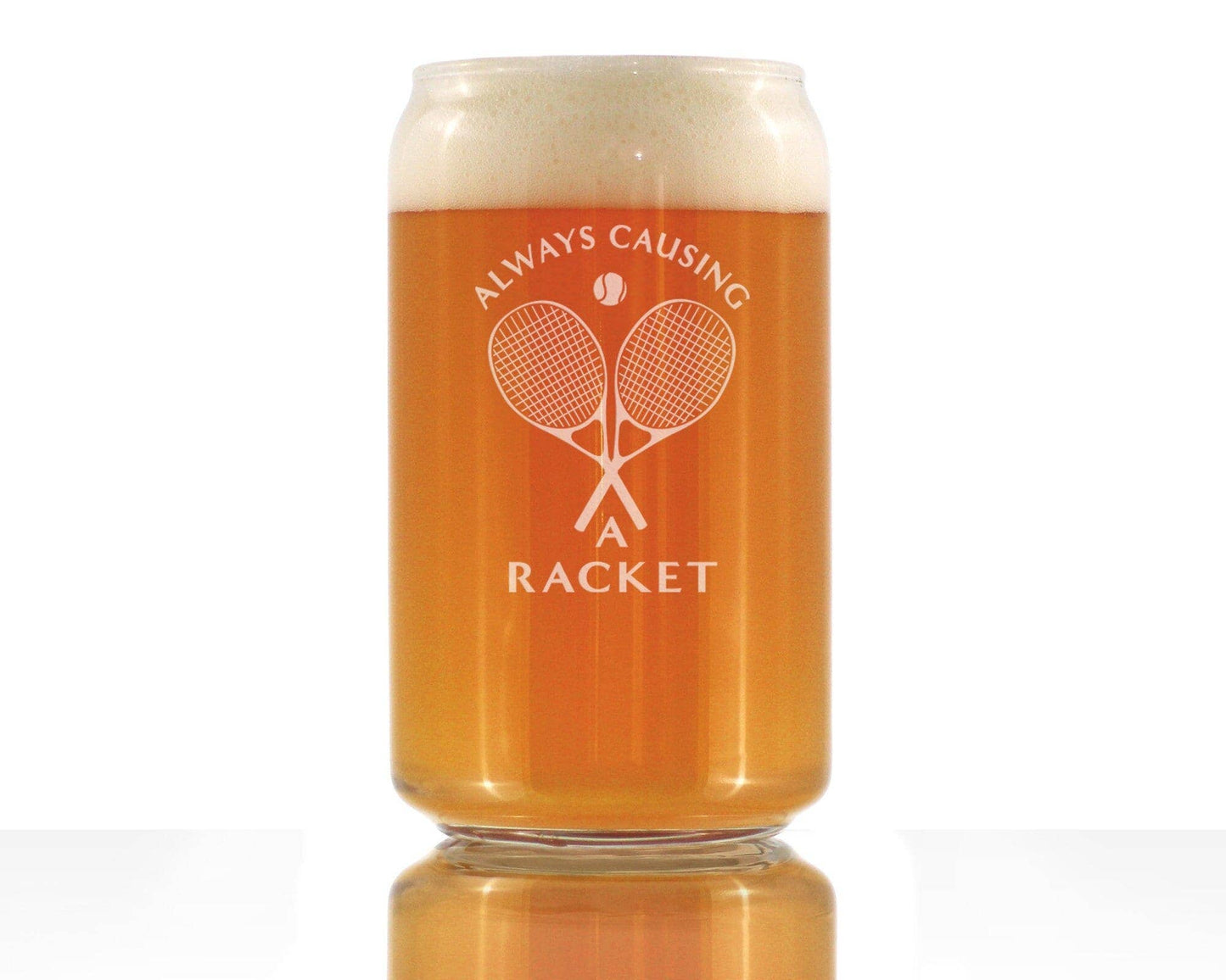 bevvee - Causing a Racket Beer Can Pint Glass - Tennis Gifts