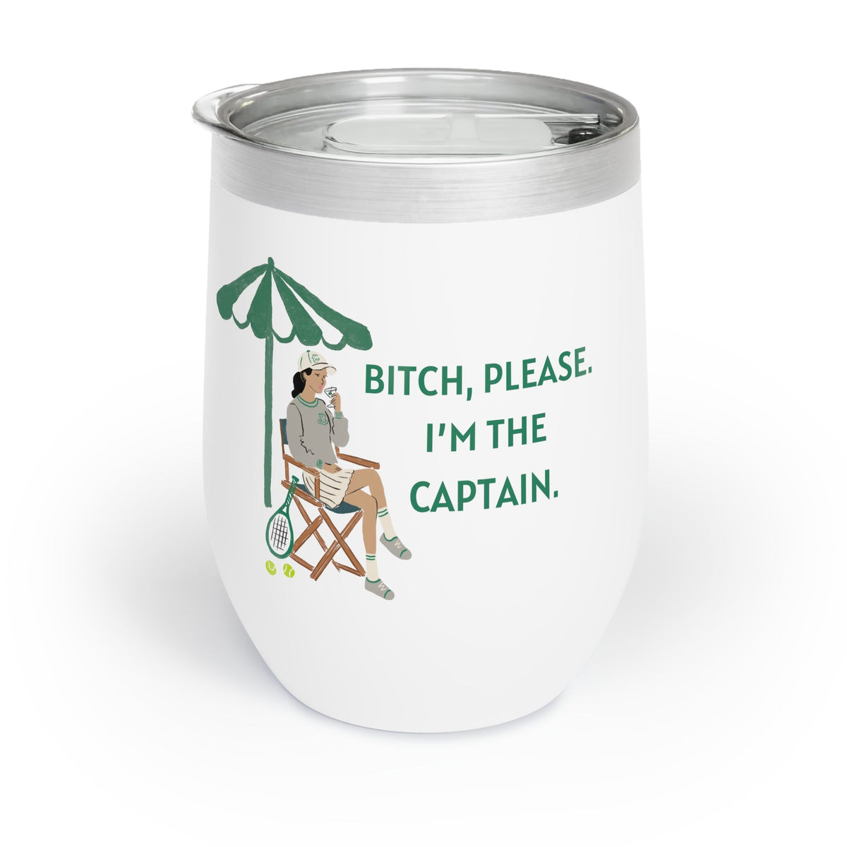 Tennis Captain Wine Tumbler - Dark Hair