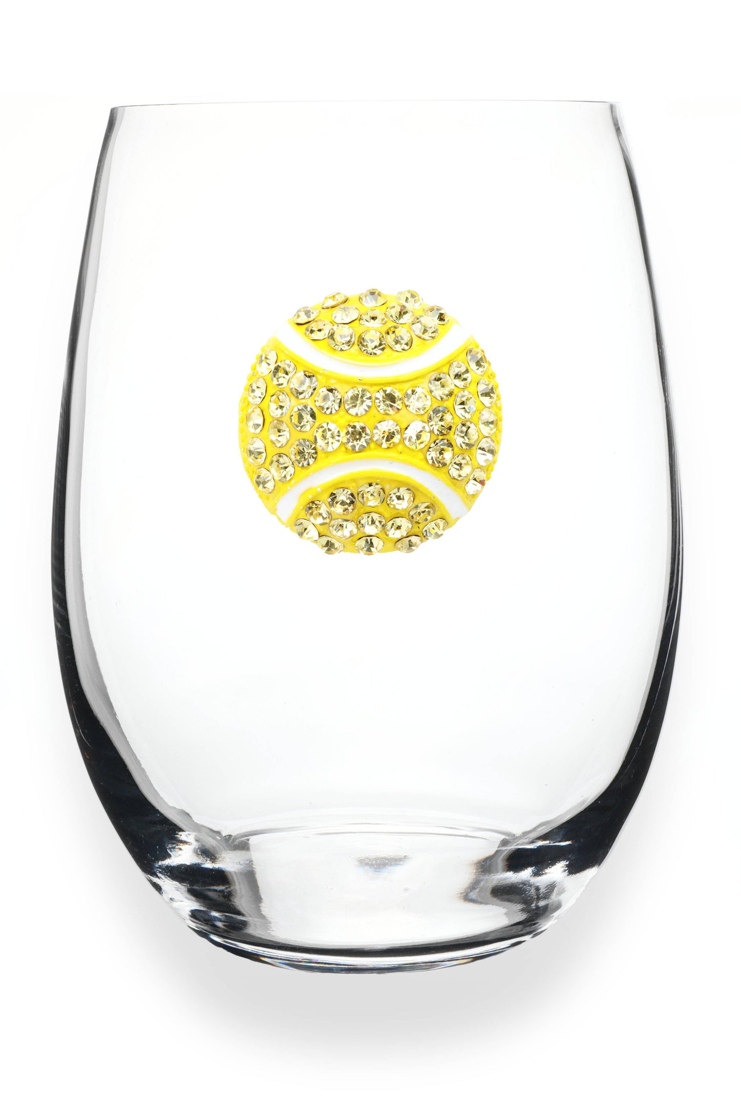 Jeweled Stemless Wine Glass- Tennis Ball