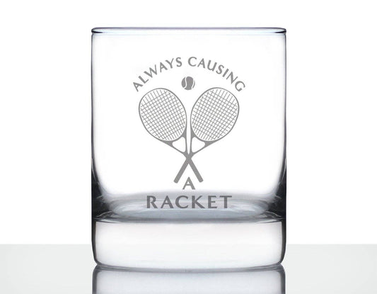 bevvee - Causing a Racket Whiskey Rocks Glass - Tennis Gifts