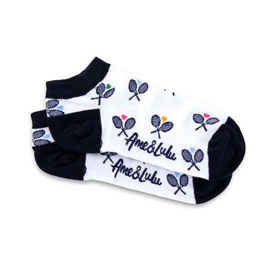 Colorful Crossed Racquets Meet Your Match Ankle Socks