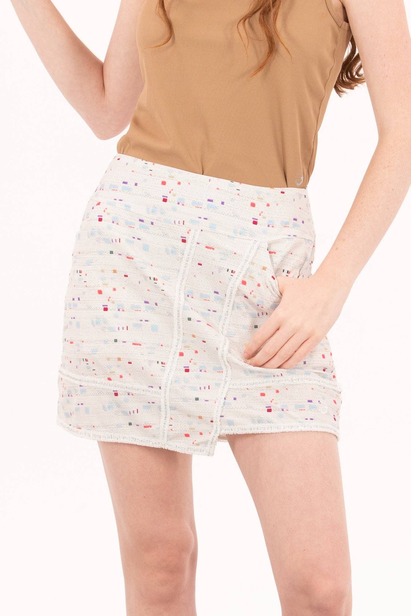 Foray Golf - Boucle Trimmed Faux Wrap Skirt: Winter White Boucle / Regular 15.5" / M