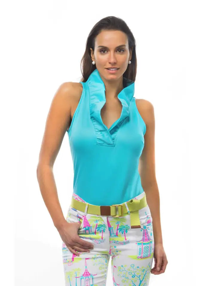 Jersey Ruffneck Sleeveless Top