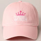 Pink Pickleball Queen with Crown Embroidered Cap