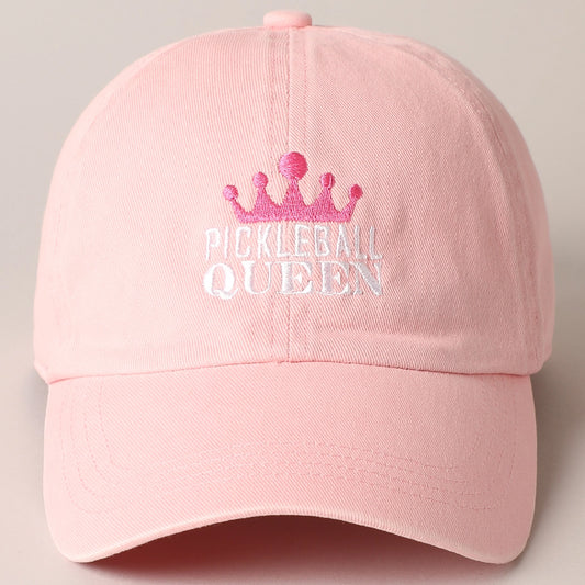 Pink Pickleball Queen with Crown Embroidered Cap
