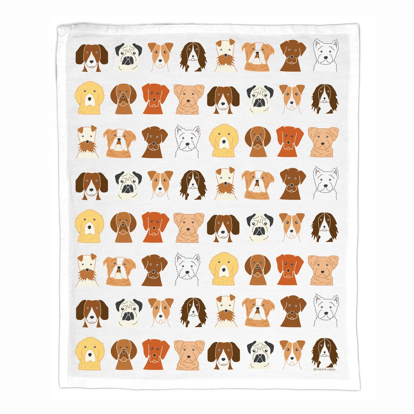 Organic Cotton Tea Towel - Dog Faces