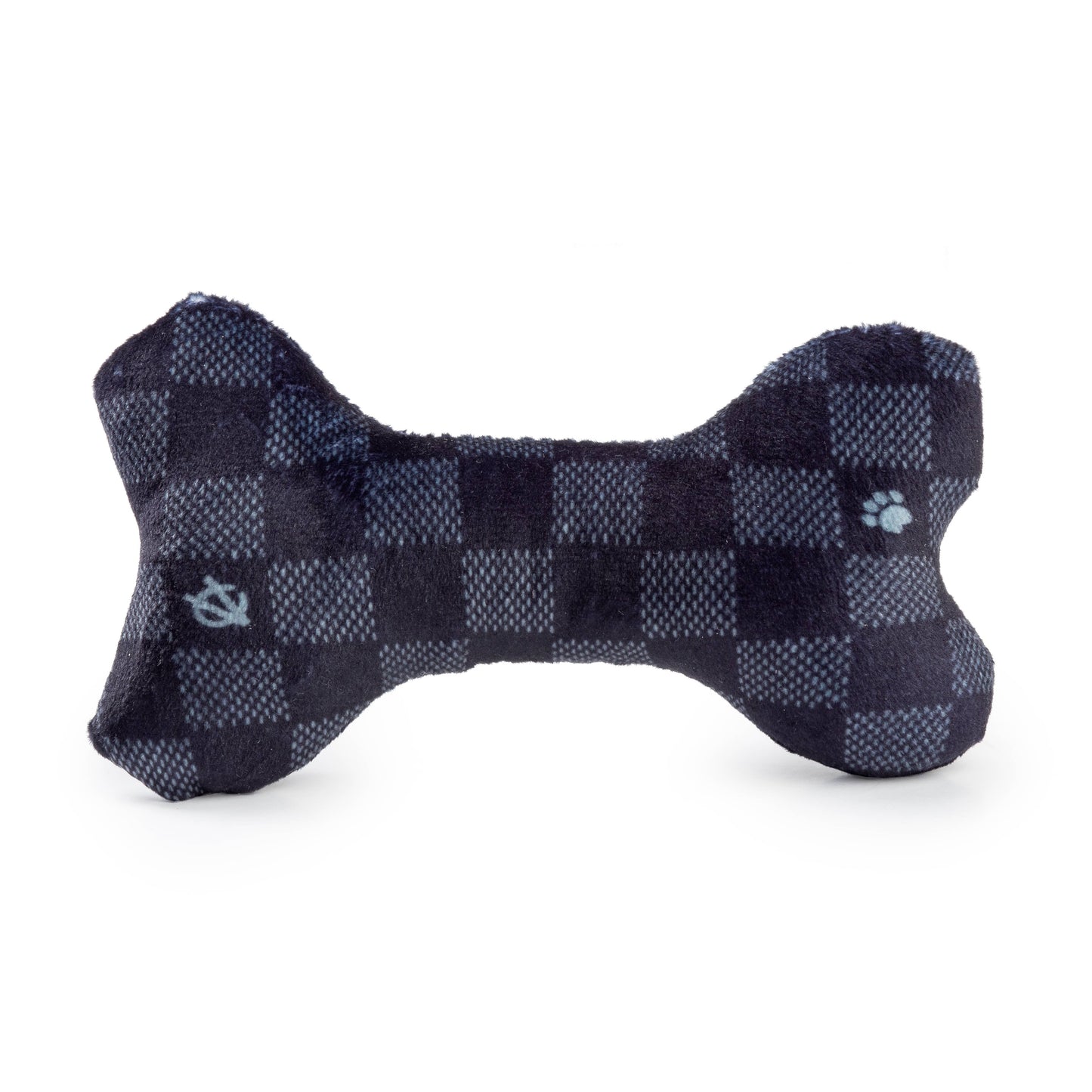 Haute Diggity Dog - Black Checker Chewy Vuiton Bone Squeaker Dog Toy