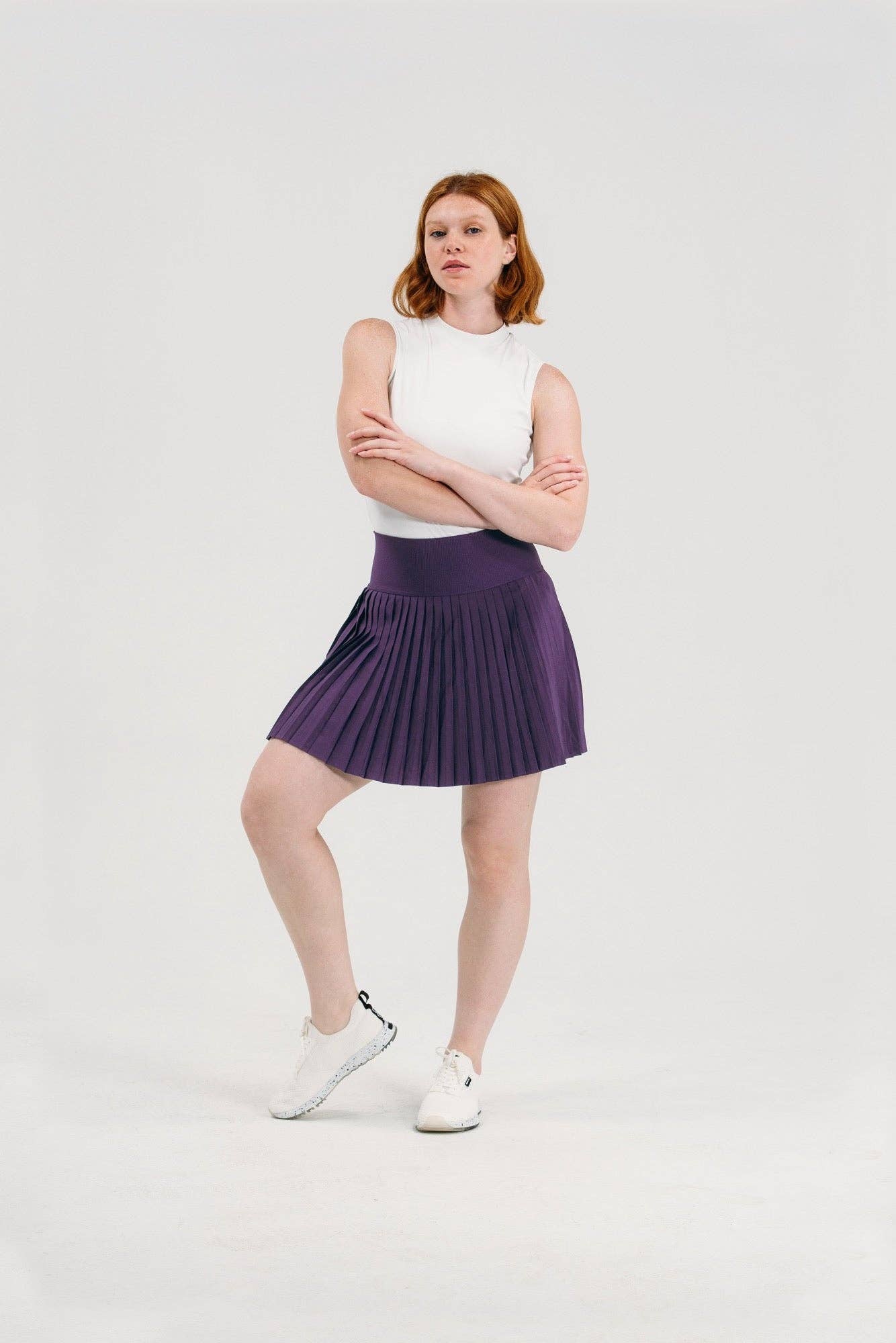 Foray Golf - Pleated Performance Skirt: Plum / M