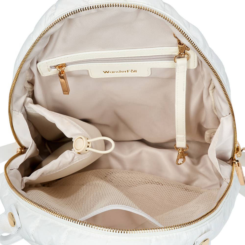 WanderFull - Pickleball HydroSling Bag with Removable Racquet Cover- White Ripstop with Stripe