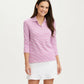 3/4 Sleeve Cotton Polo - Orchid White
