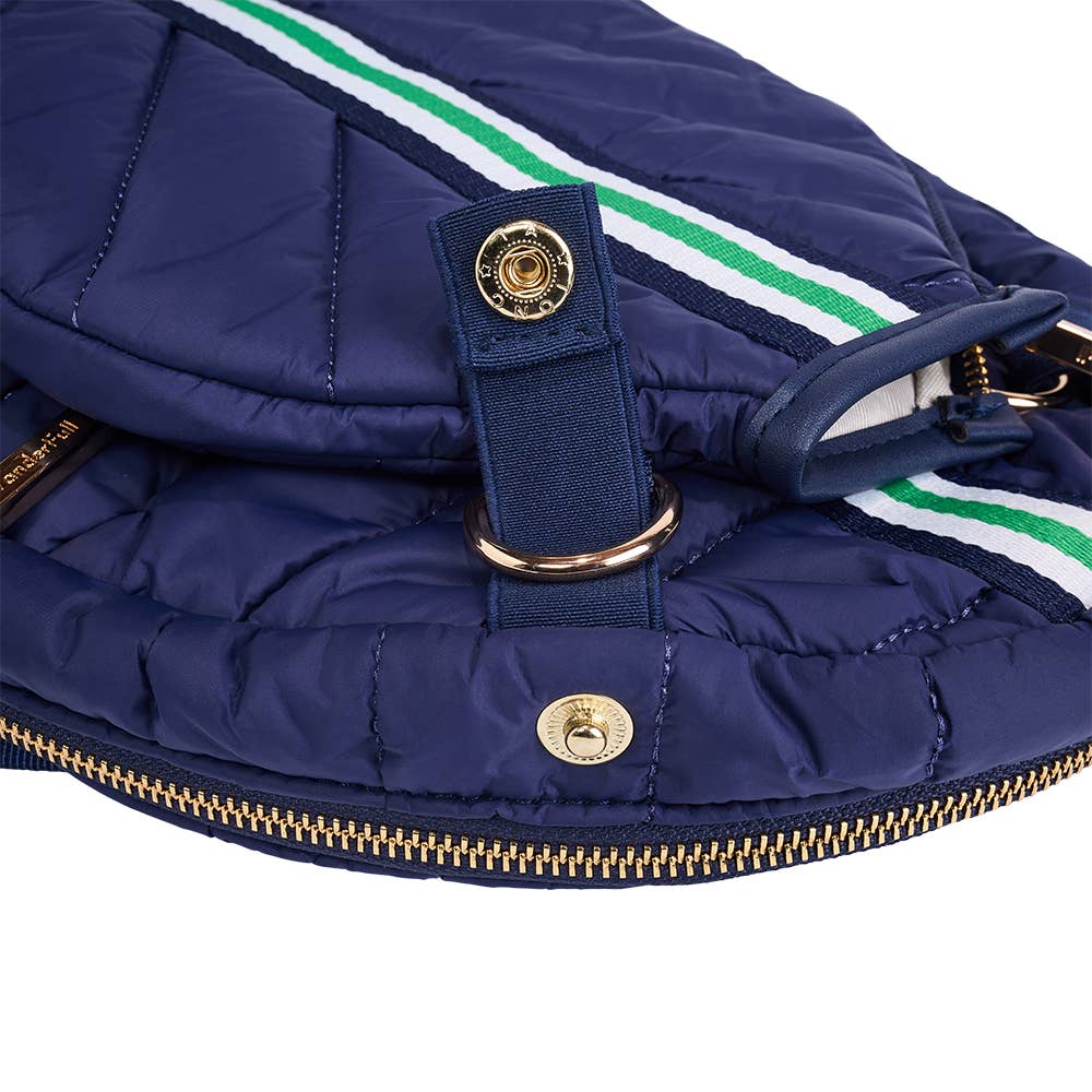 WanderFull - Pickleball HydroSling Bag with Removable Racquet Cover- Navy Matte with Stripe