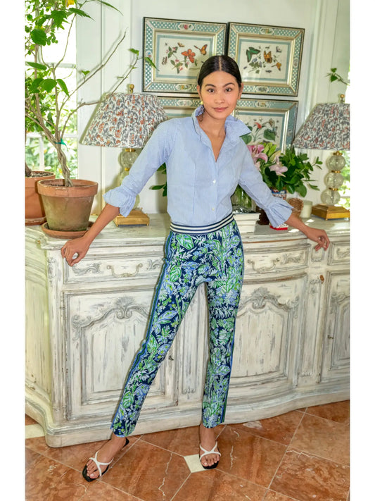 Gripeless Pull On Pants - Vintages Vines (Navy)