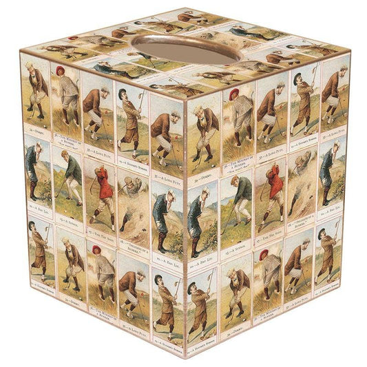 Marye-Kelley - Antique Golf Tissue Box Cover: Paper Mache