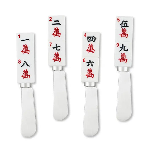 4-Piece Mahjong Characters of Wisdom Resin Cheese Spreader