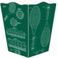Marye-Kelley - Vintage Tennis Raquet Patents Wastepaper Basket Green: Flat Top