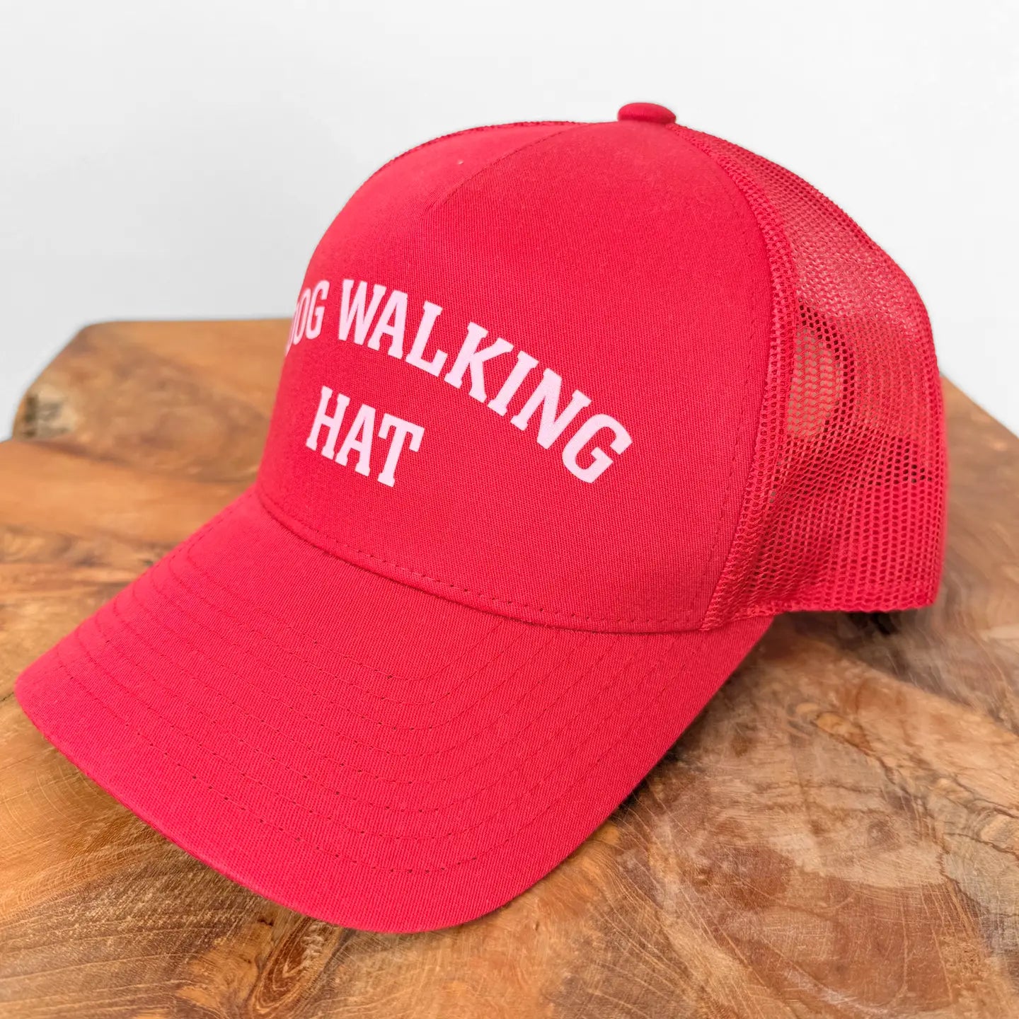 Dog Walking Hat – Red Trucker Cap