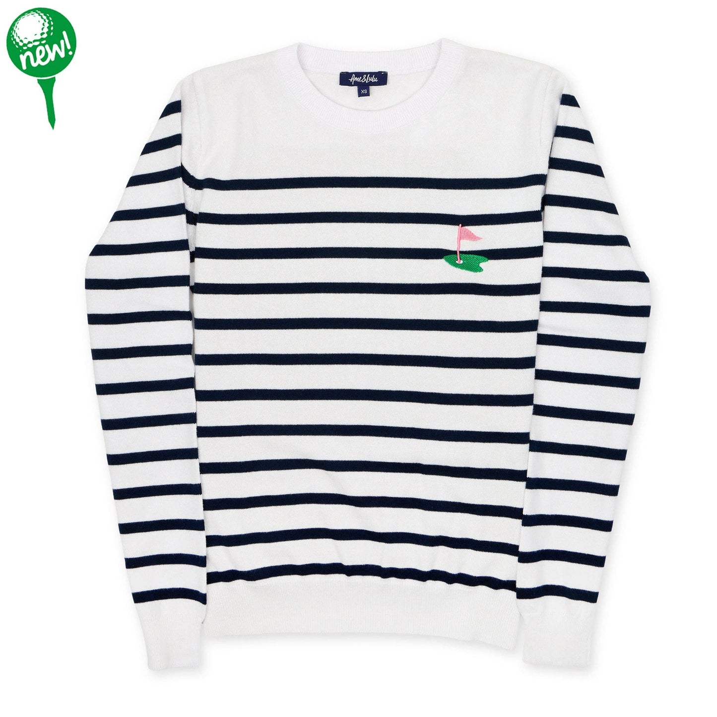 Club Sport Sweater: Navy / White Fairway Stripes