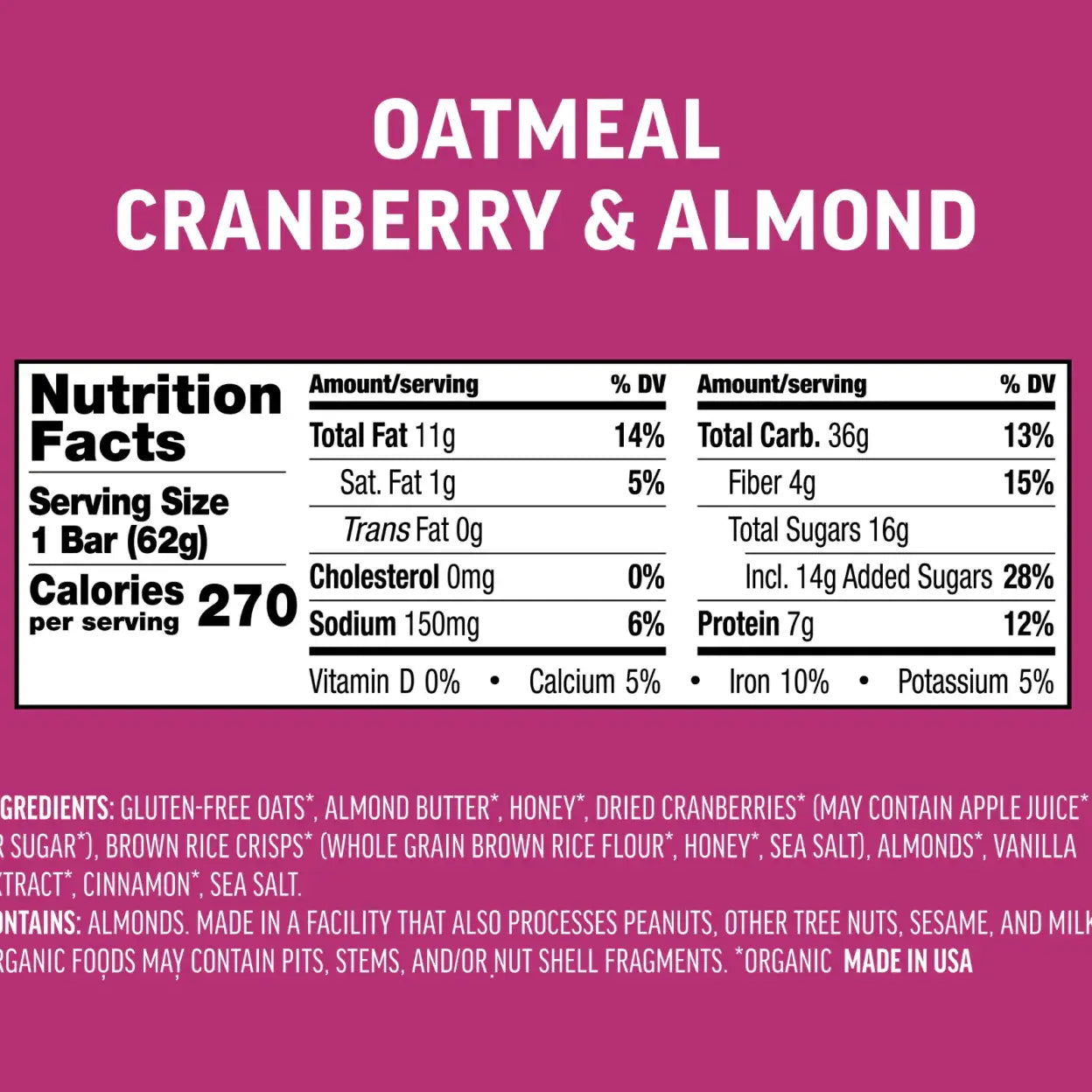 Oatmeal Cranberry & Almond Energy Bar