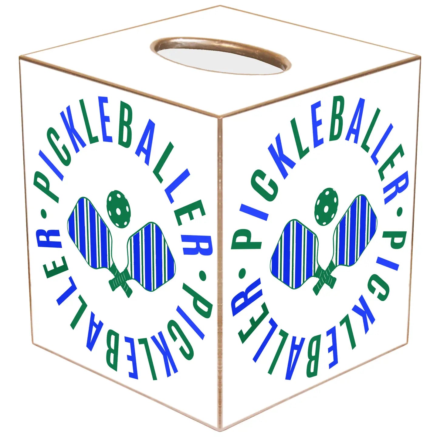 Pickleballer Tissue Box - Blue/Green