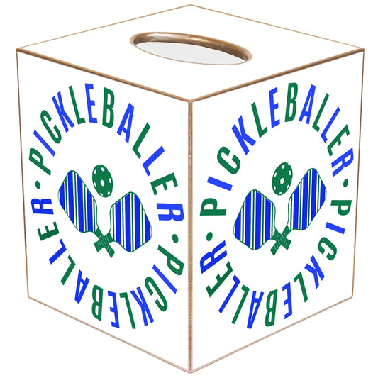 Pickleballer Tissue Box - Blue/Green