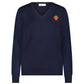 One Size Navy V-Neck Dad Sweater