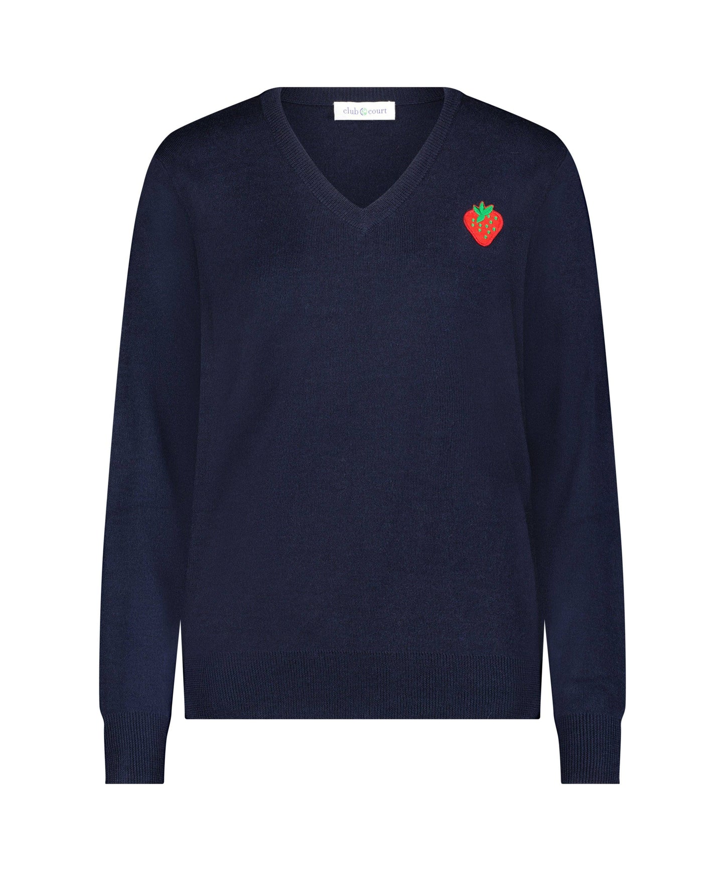 One Size Navy V-Neck Dad Sweater