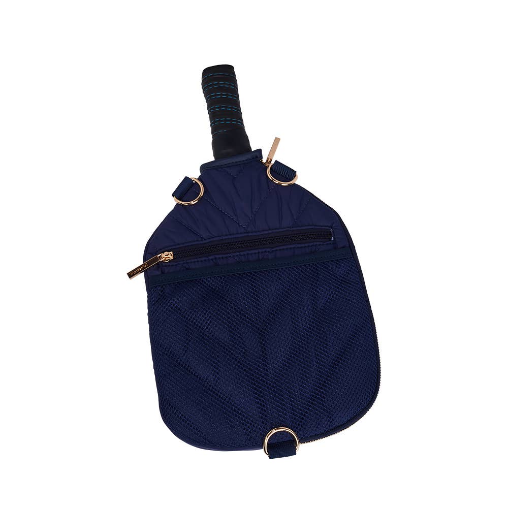 WanderFull - Pickleball HydroSling Bag with Removable Racquet Cover- Navy Matte with Stripe