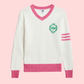 Pickleball Prep - Pink V-Neck Soft Sweater: M