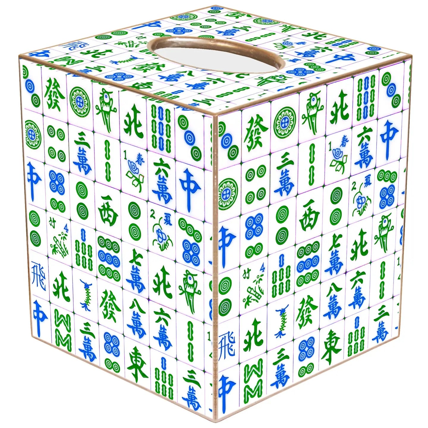Blue and Green Mahjong Tissue Box Cover