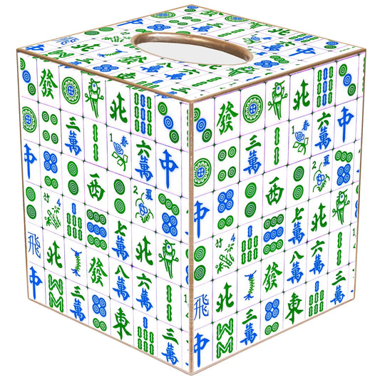 Blue and Green Mahjong Tissue Box Cover