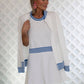 Club and Court - Ashby Dress: Cadet Blue with Bright White Stripe / M