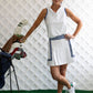Club and Court - Heidi Golf Skort: Strawberry Print with Cadet Blue Trim / S