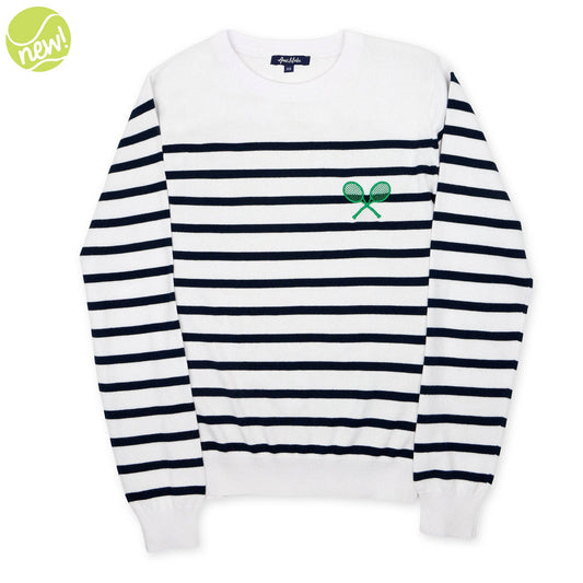 Club Sport Sweater: Navy / White Rally Stripes