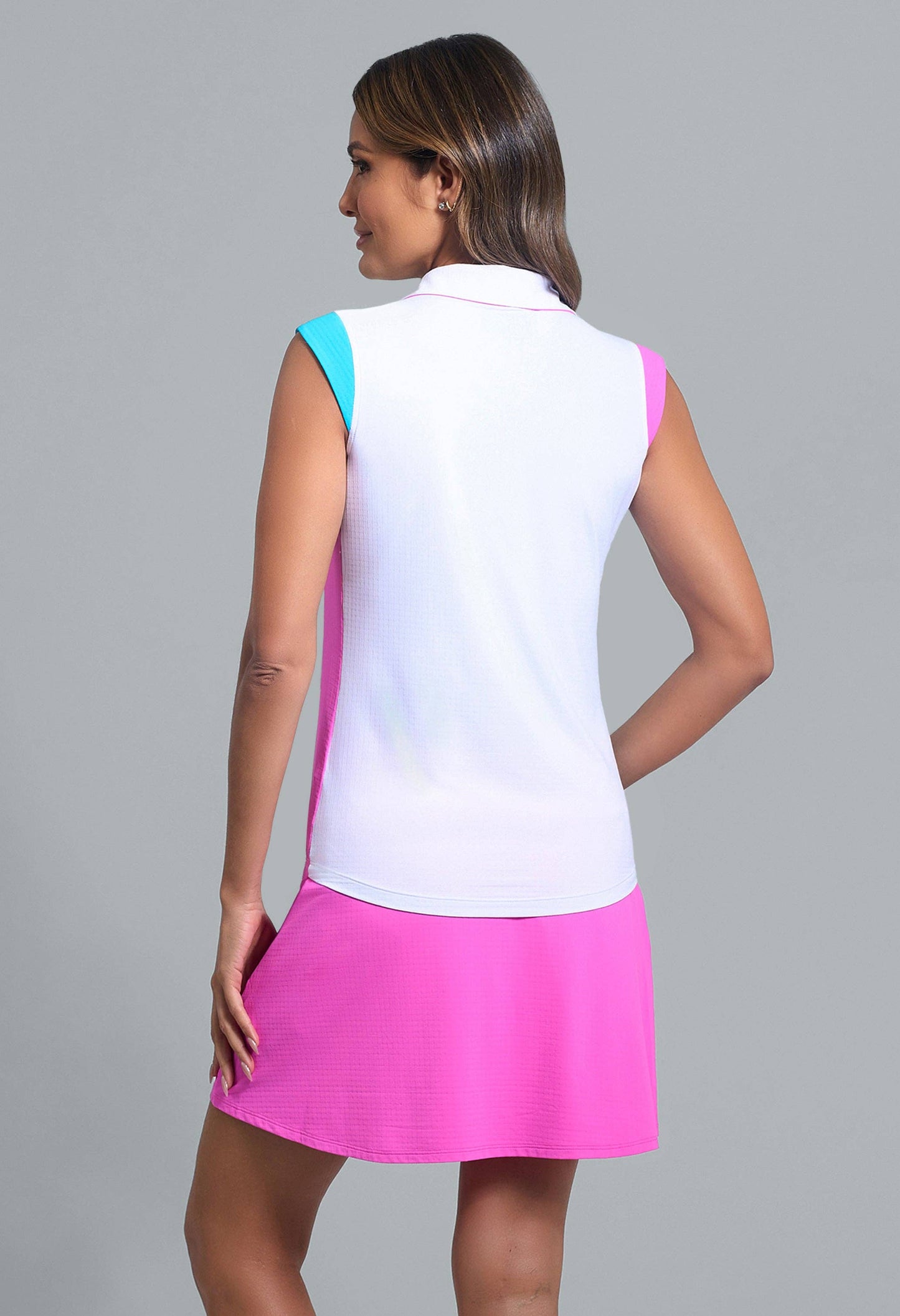 Color Block Print Sleeveless Polo
