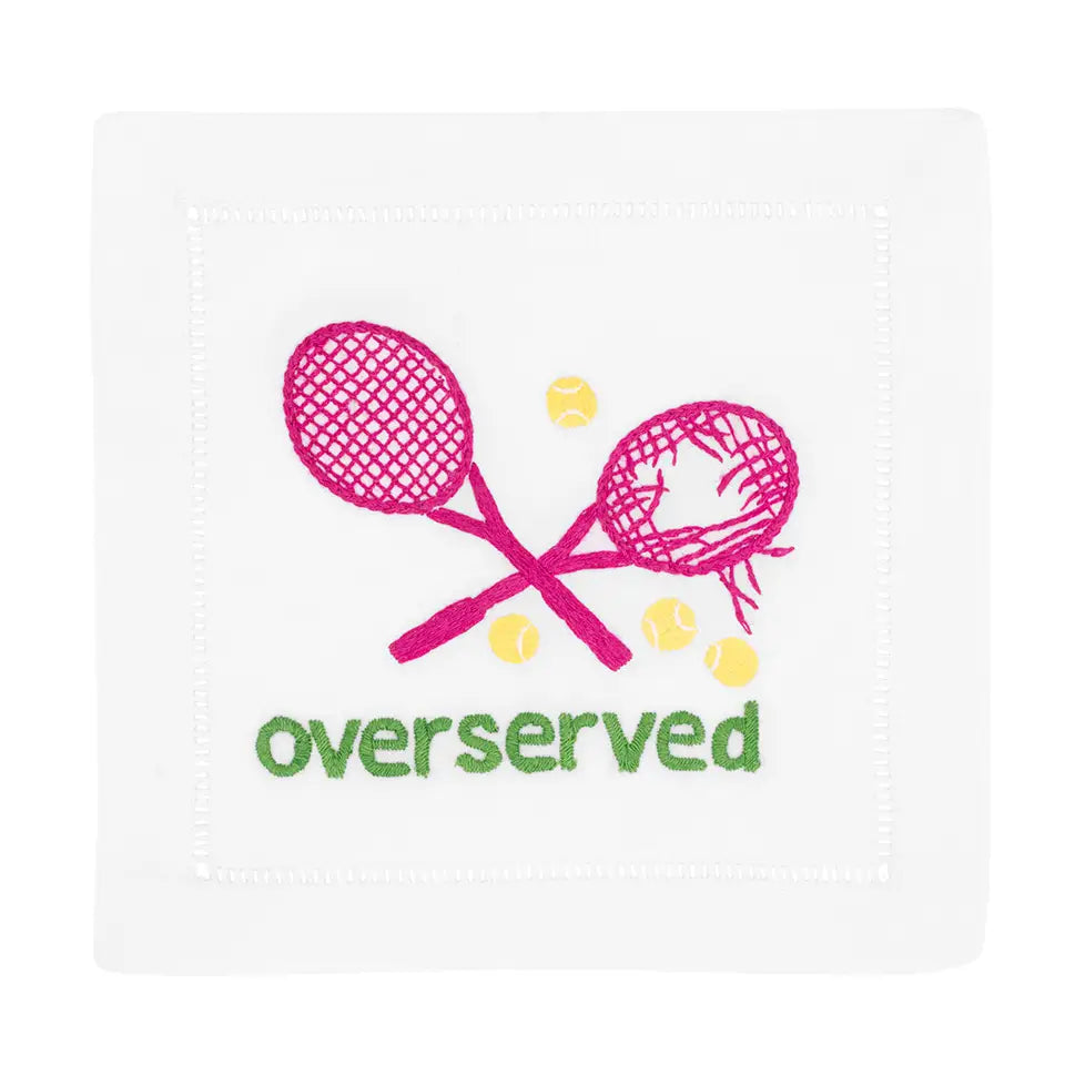 Overserved Cotton Cocktail Napkins (4 Pack) - Pink & Green