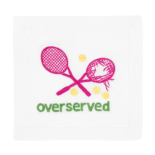Overserved Cotton Cocktail Napkins (4 Pack) - Pink & Green
