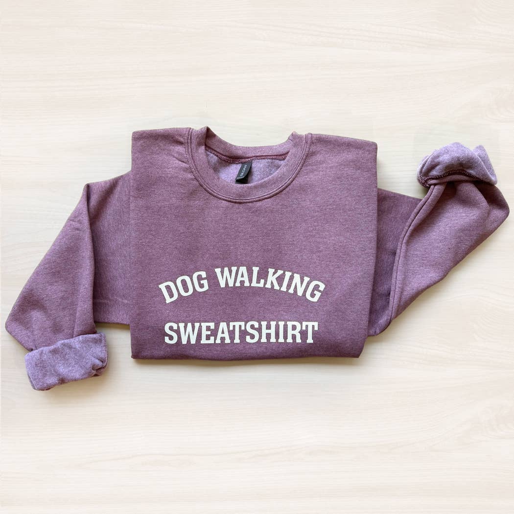 Dog Walking Crewneck Sweatshirt - Heather Dark Maroon