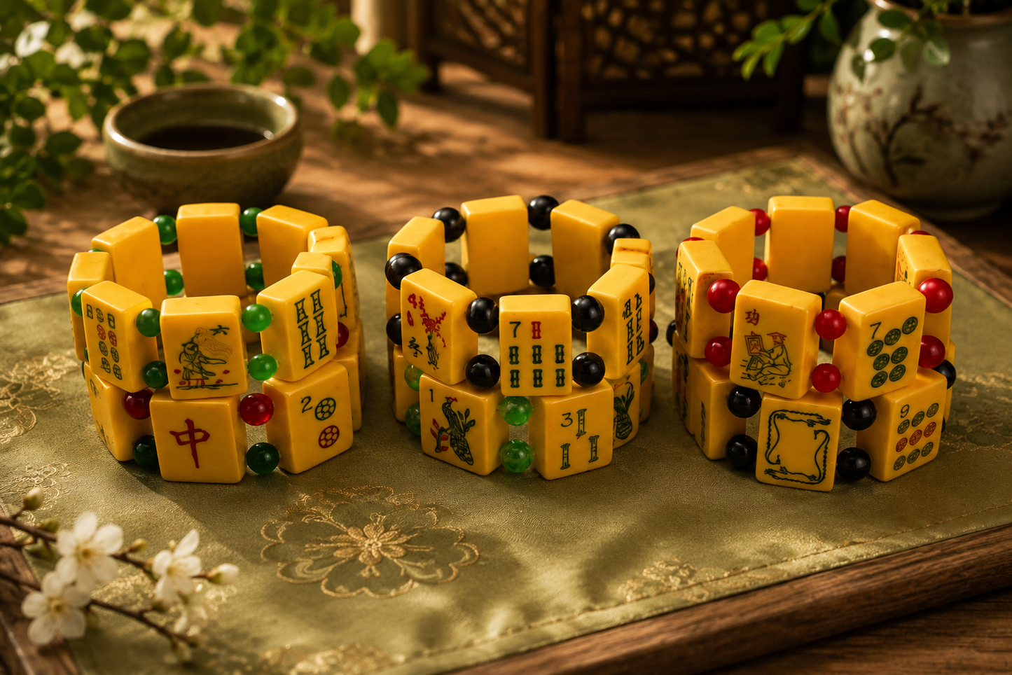 Vintage Handmade Bakelite Mahjong Bracelet