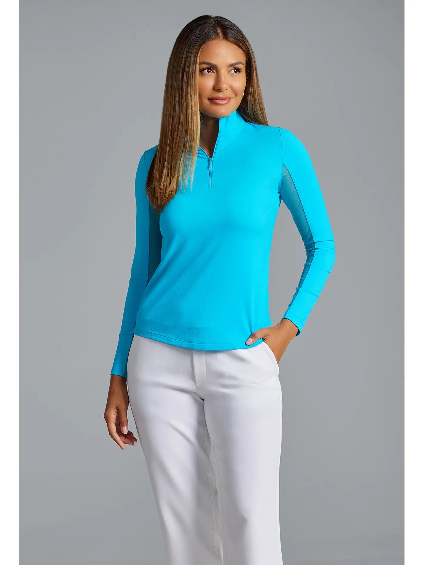 Solid Long Sleeve Mock Neck Top