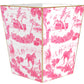 Marye-Kelley -Pink Equestrian Toile Wastepaper Basket: Scalloped Top